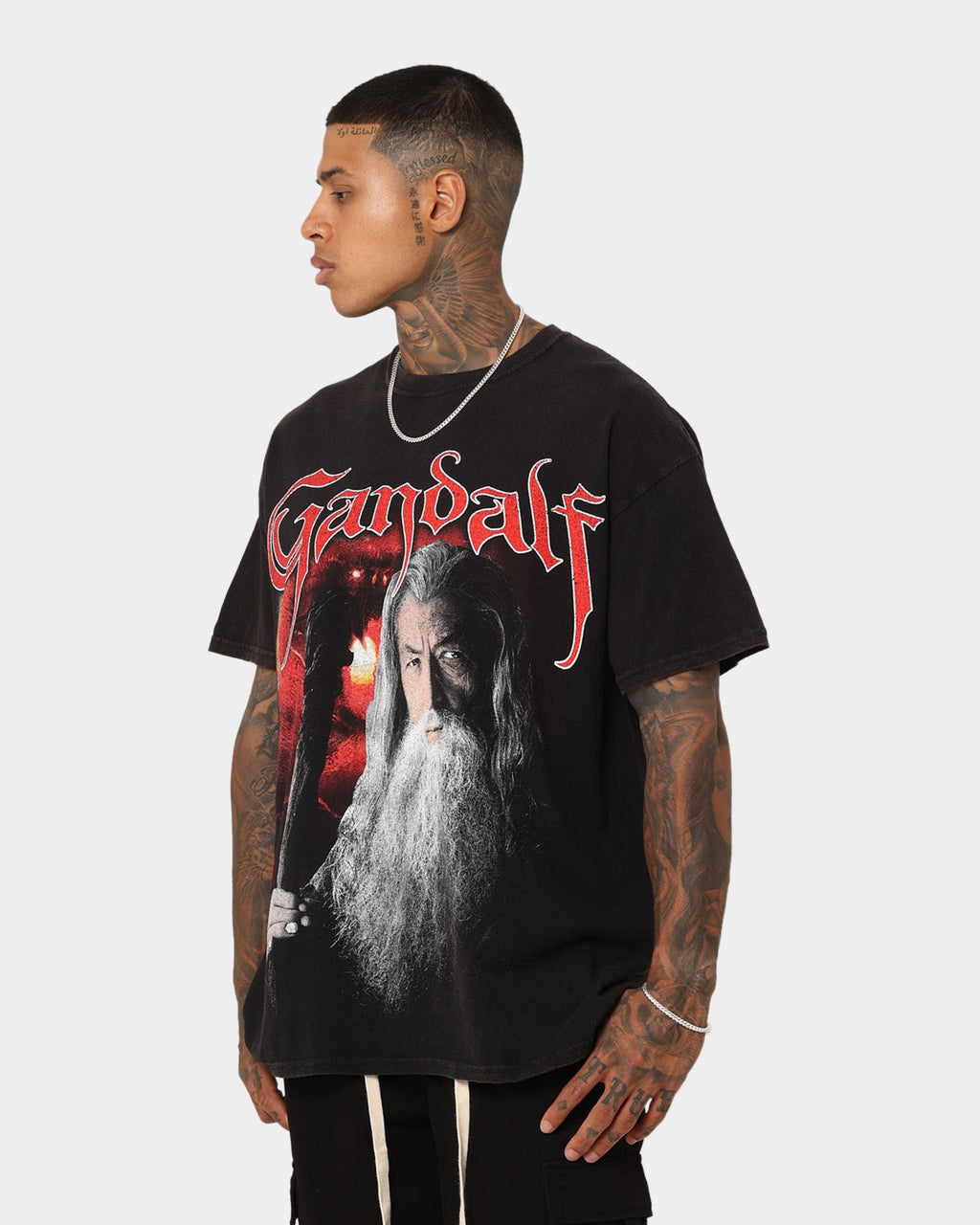 73Studio X The Lord Of The Rings Gandalf Vintage T-Shirt Black Wash