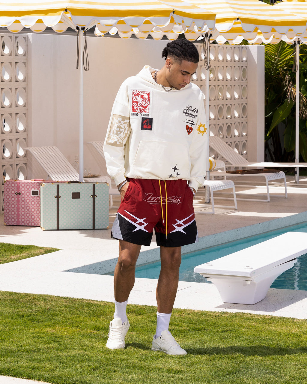 Loiter Patchwork Hoodie Off White