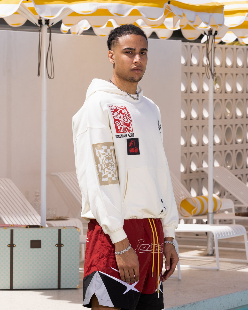 Loiter Patchwork Hoodie Off White