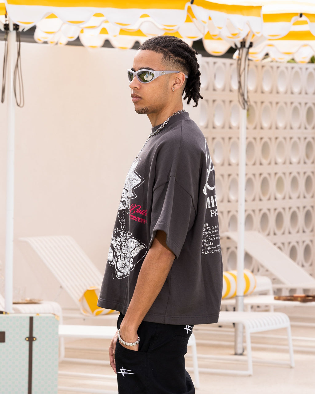 Loiter Palm Spring Box T-Shirt Charcoal