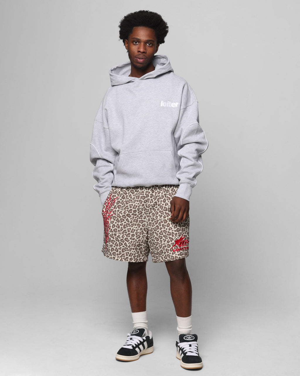Loiter Pin Line Premium Hoodie Grey Marle