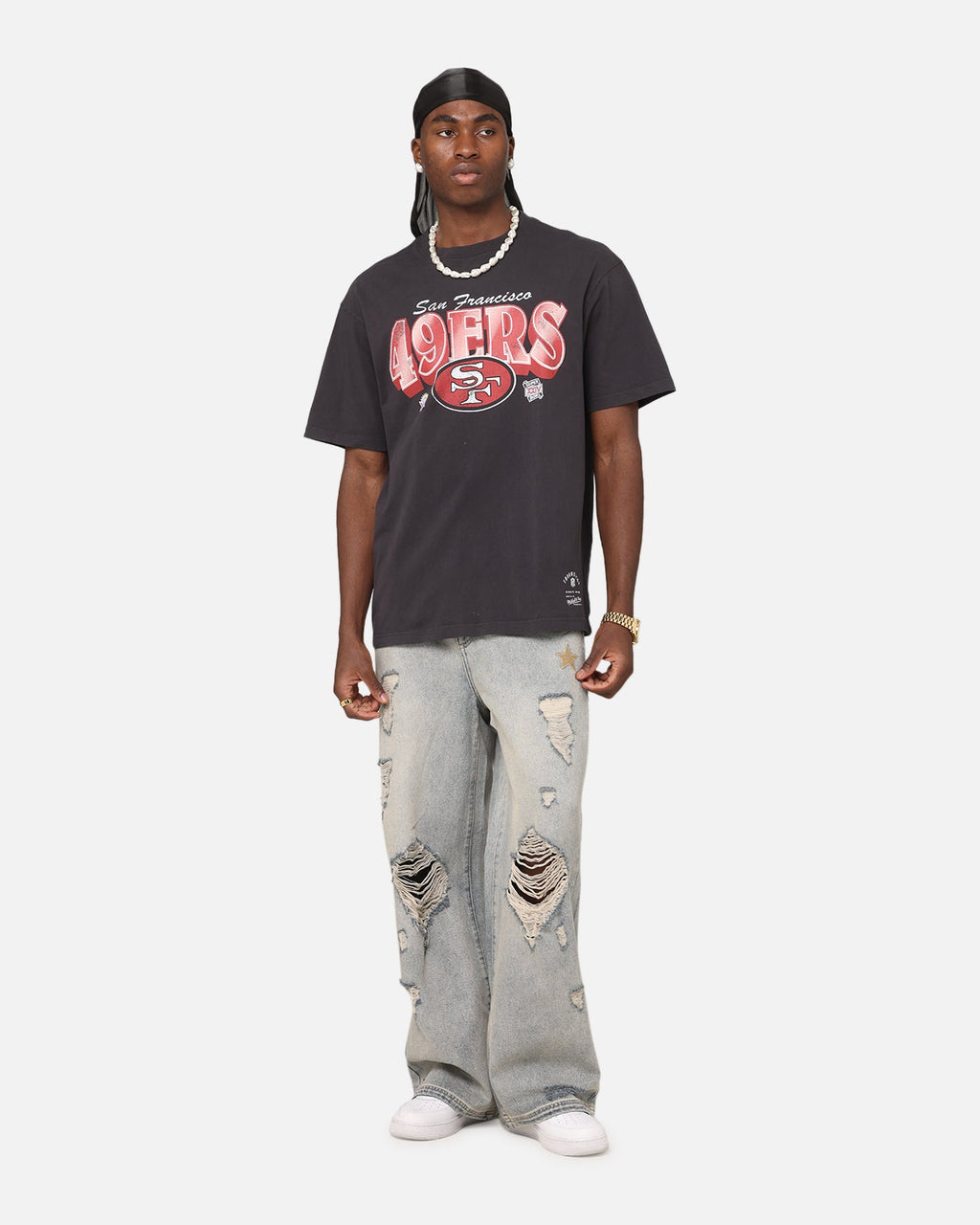 Mitchell & Ness San Francisco 49ers Arch T-Shirt Faded Black