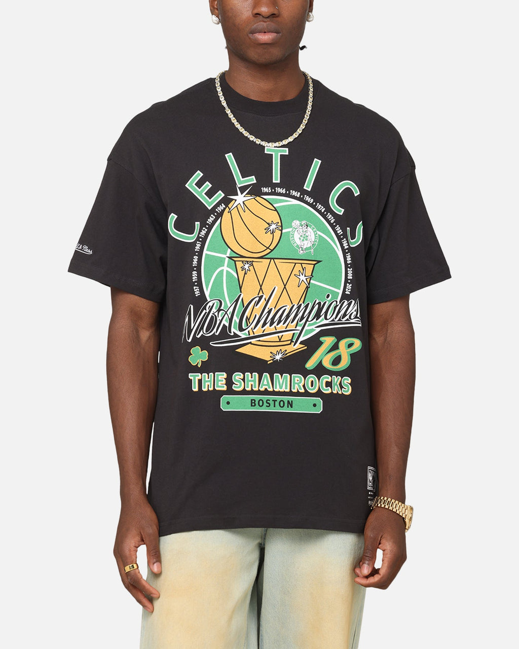 Mitchell & Ness Boston Celtics Champions Report Champ Pack T-Shirt Faded Black