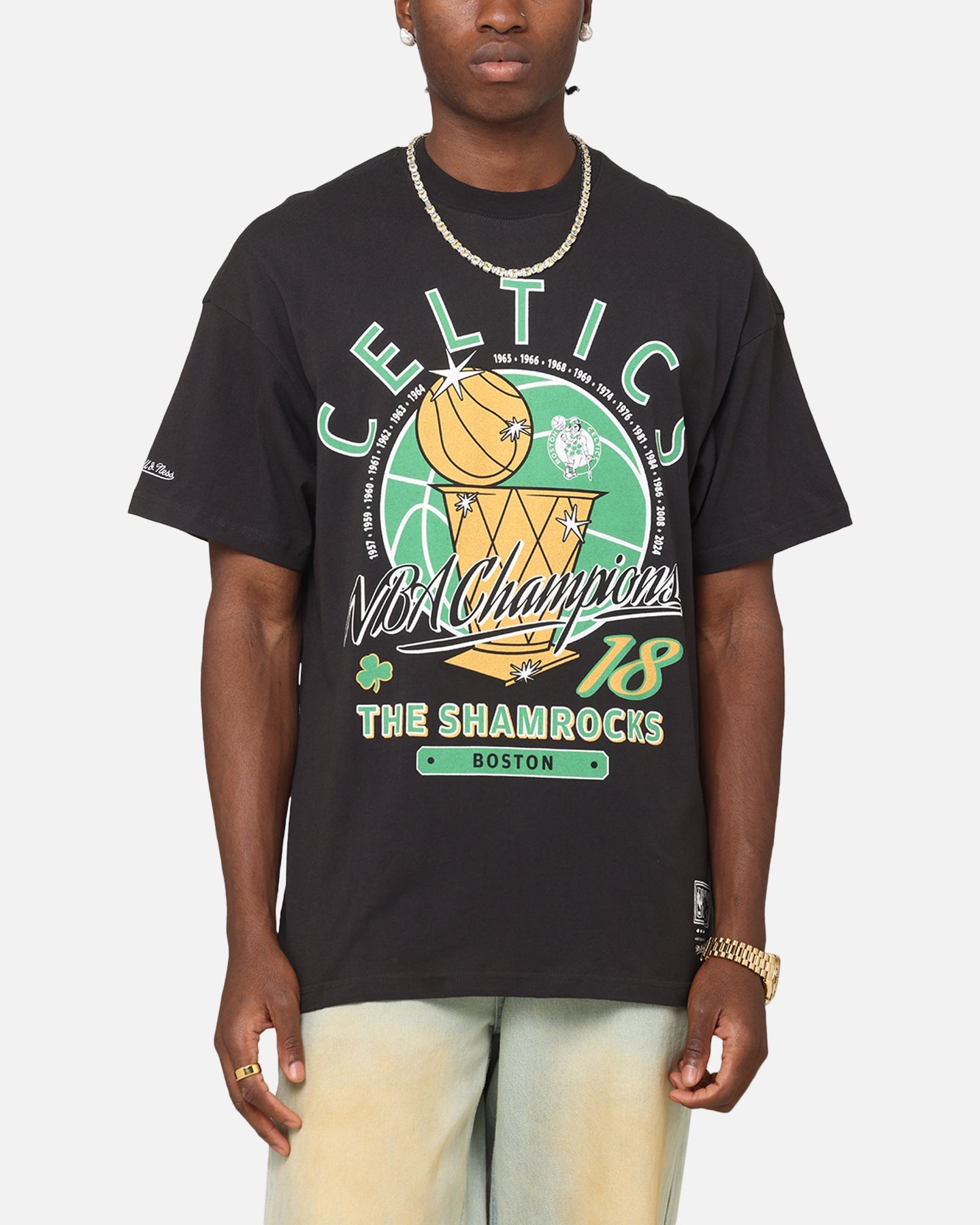 Mitchell & Ness Boston Celtics Champions Report Champ Pack T-Shirt Faded Black