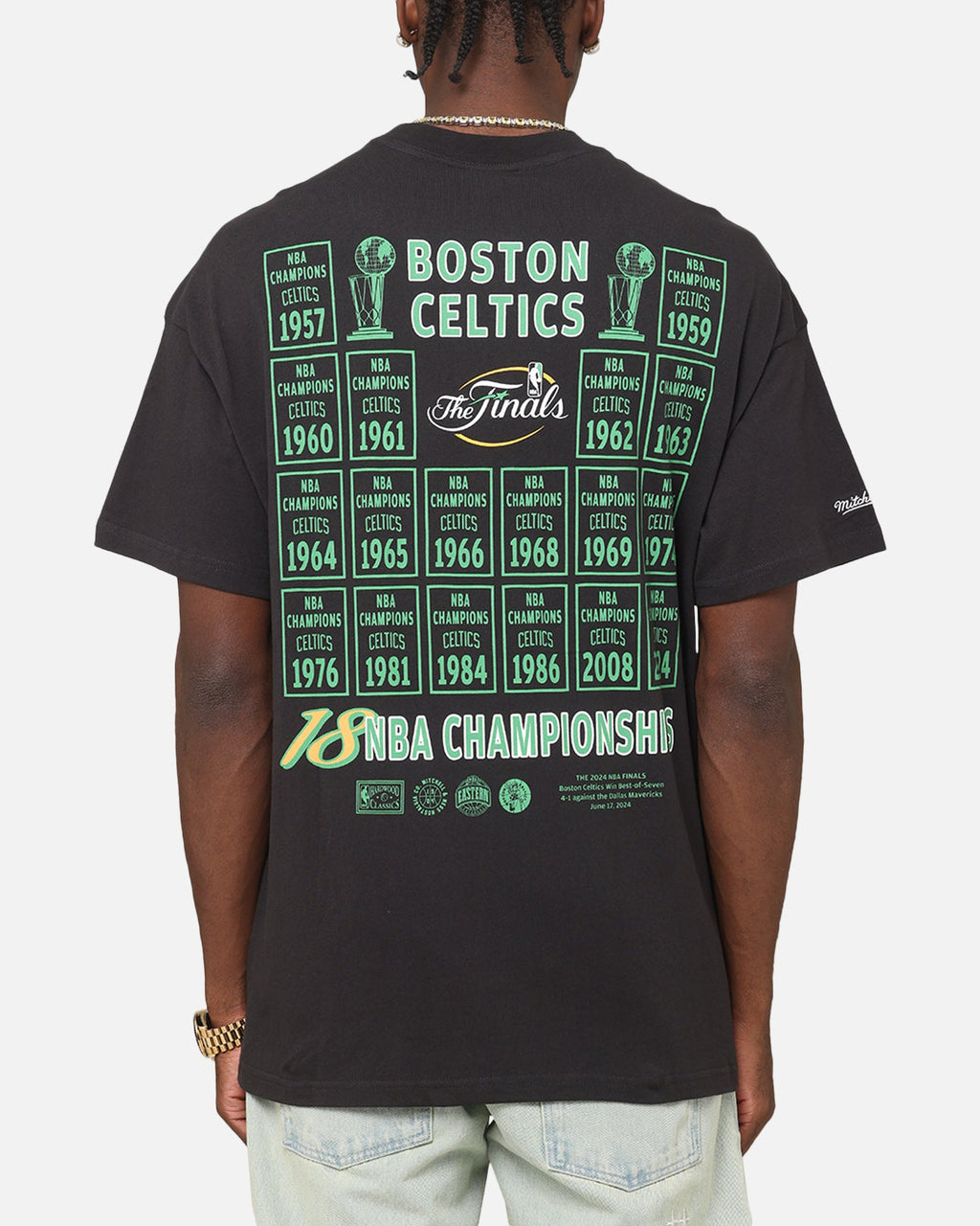 Mitchell & Ness Boston Celtics Champions Report Champ Pack T-Shirt Faded Black