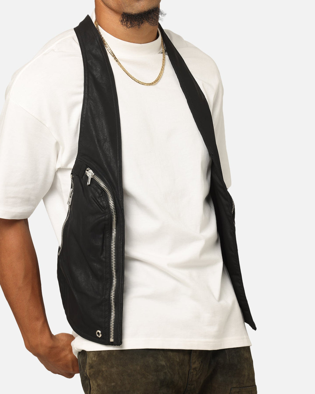 MNML Leather Holster Vest Black
