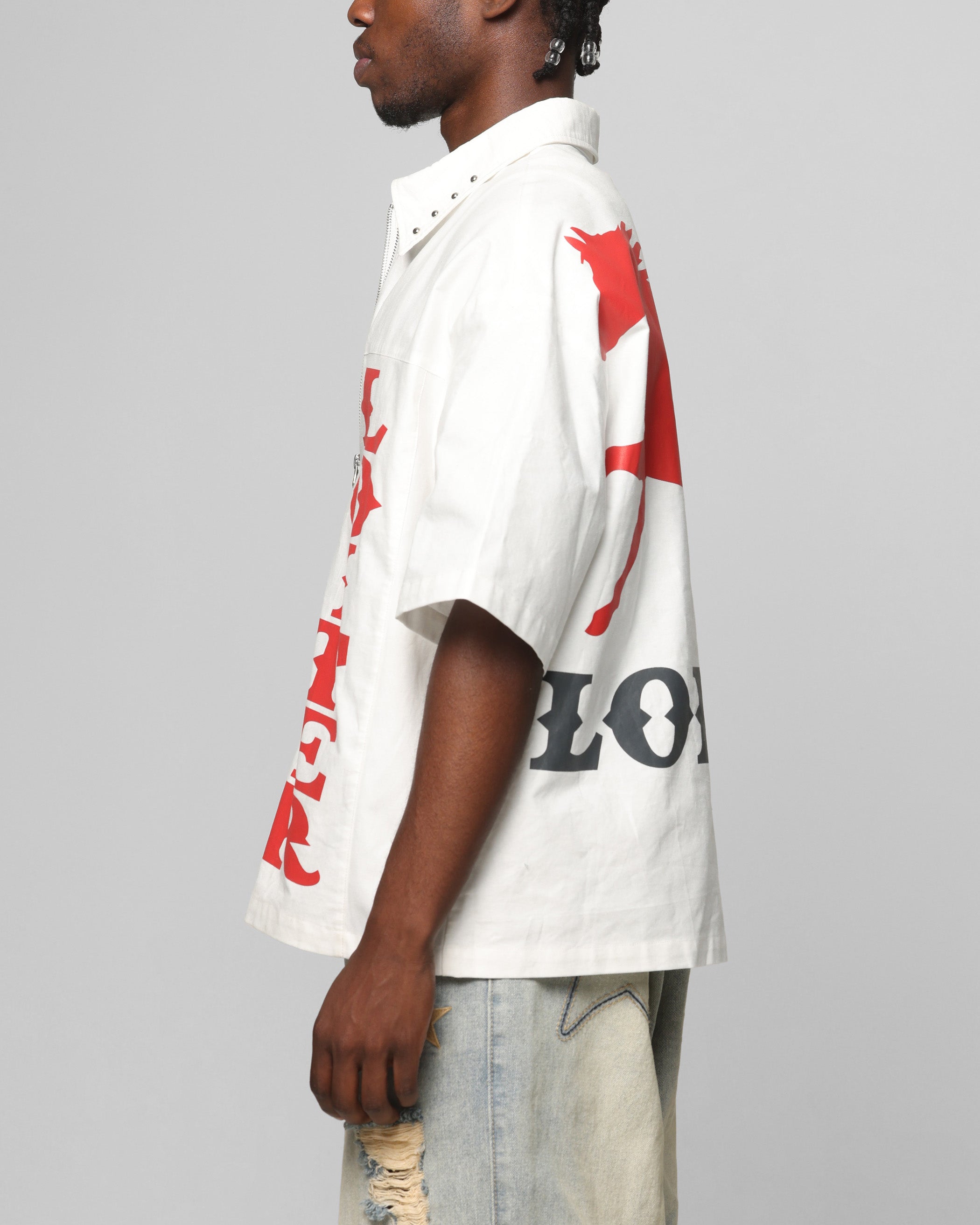 Loiter Rodeo Zip Up Shirt Off White