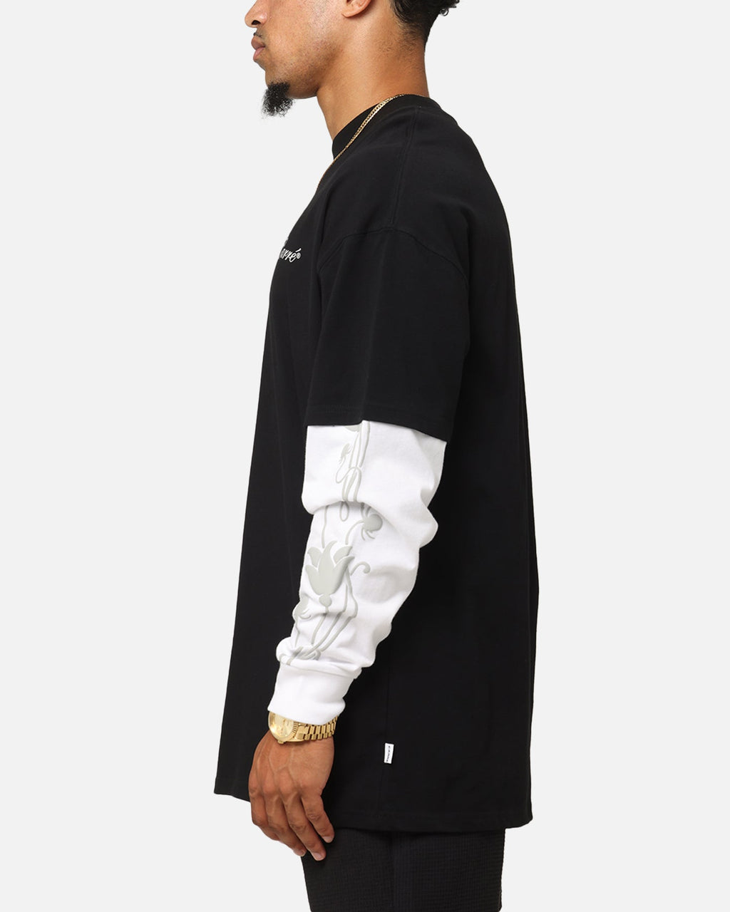 Carre Rosebowl Layered Long Sleeve T-Shirt Black/White