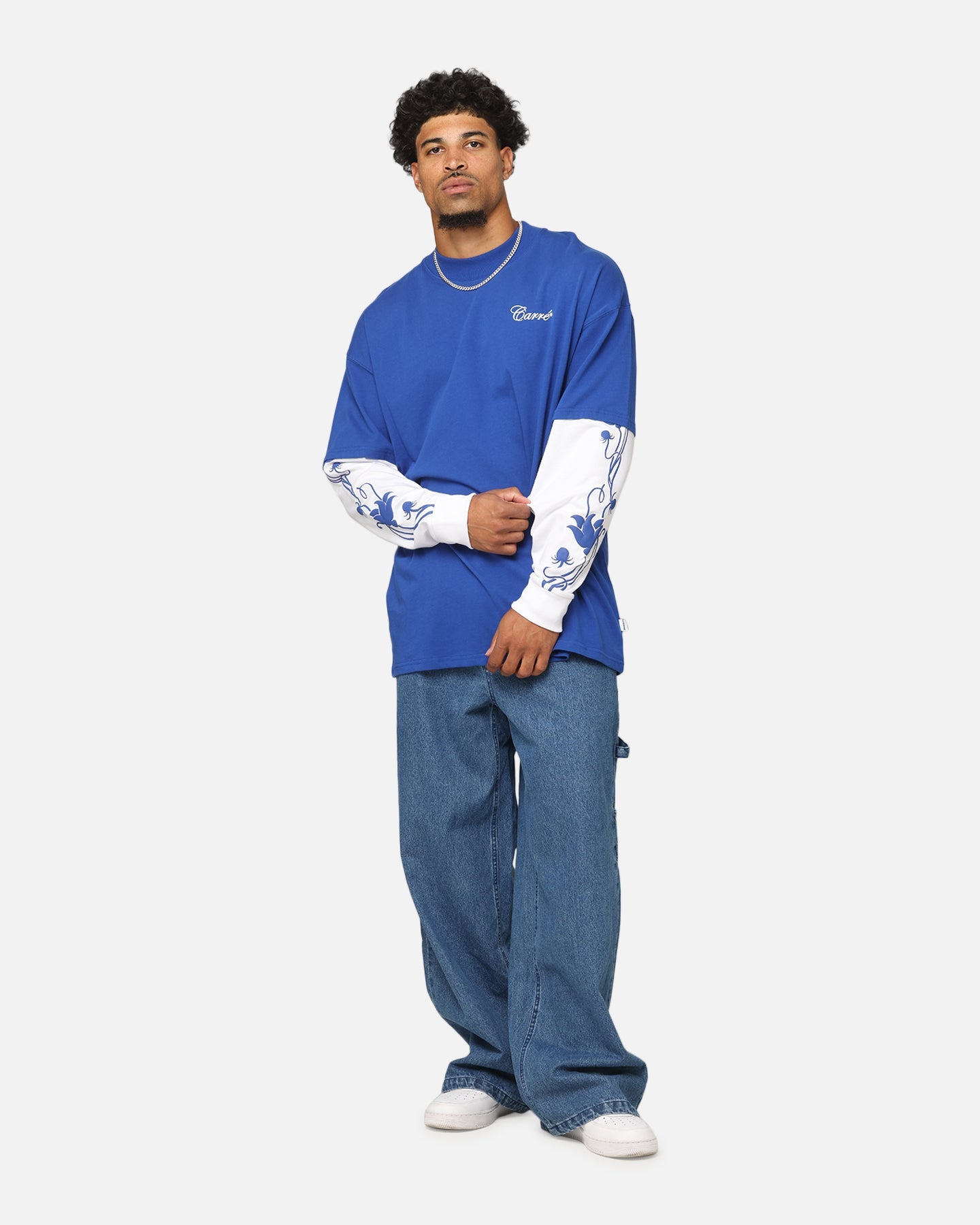 Carre Rosebowl Layered Long Sleeve T-Shirt Royal/White