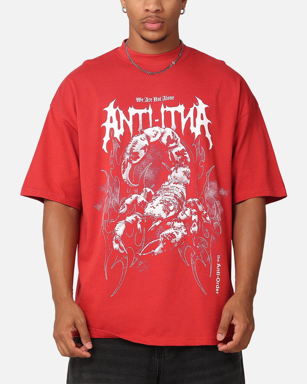 The Anti Order Invasion Mock Neck T-Shirt Red