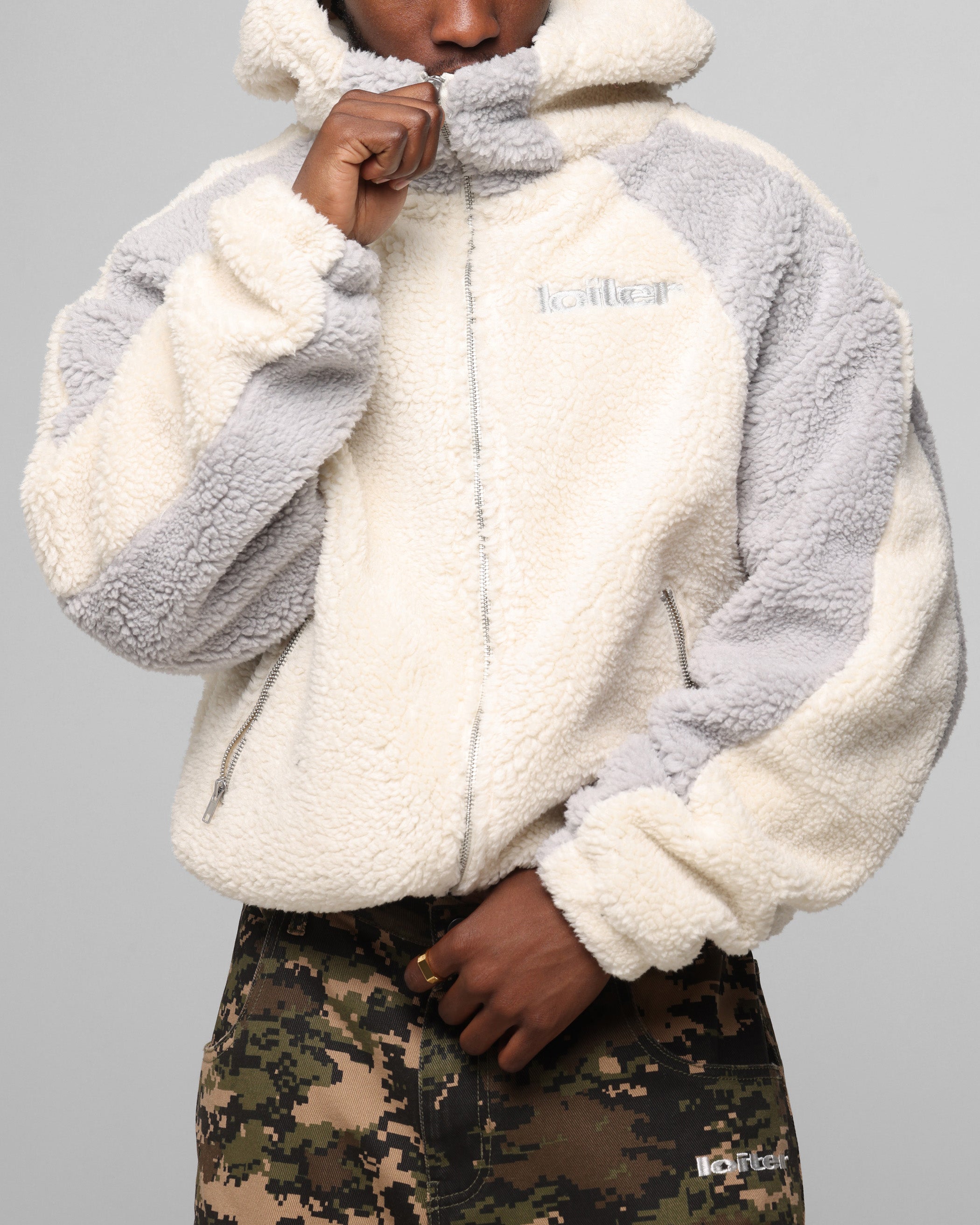 Loiter Speedway Fleece Jacket Stone
