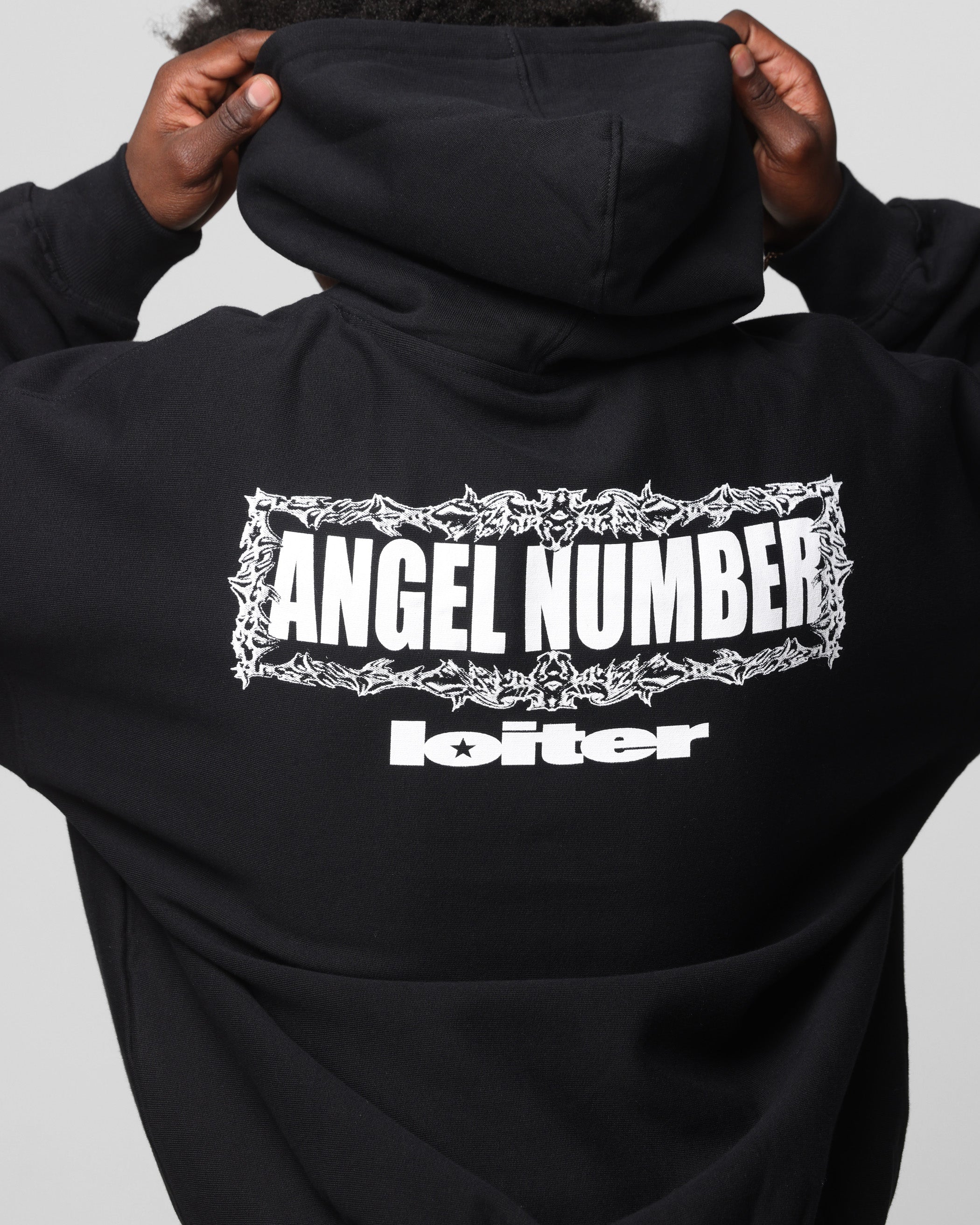 Loiter Angel Number Hoodie Black