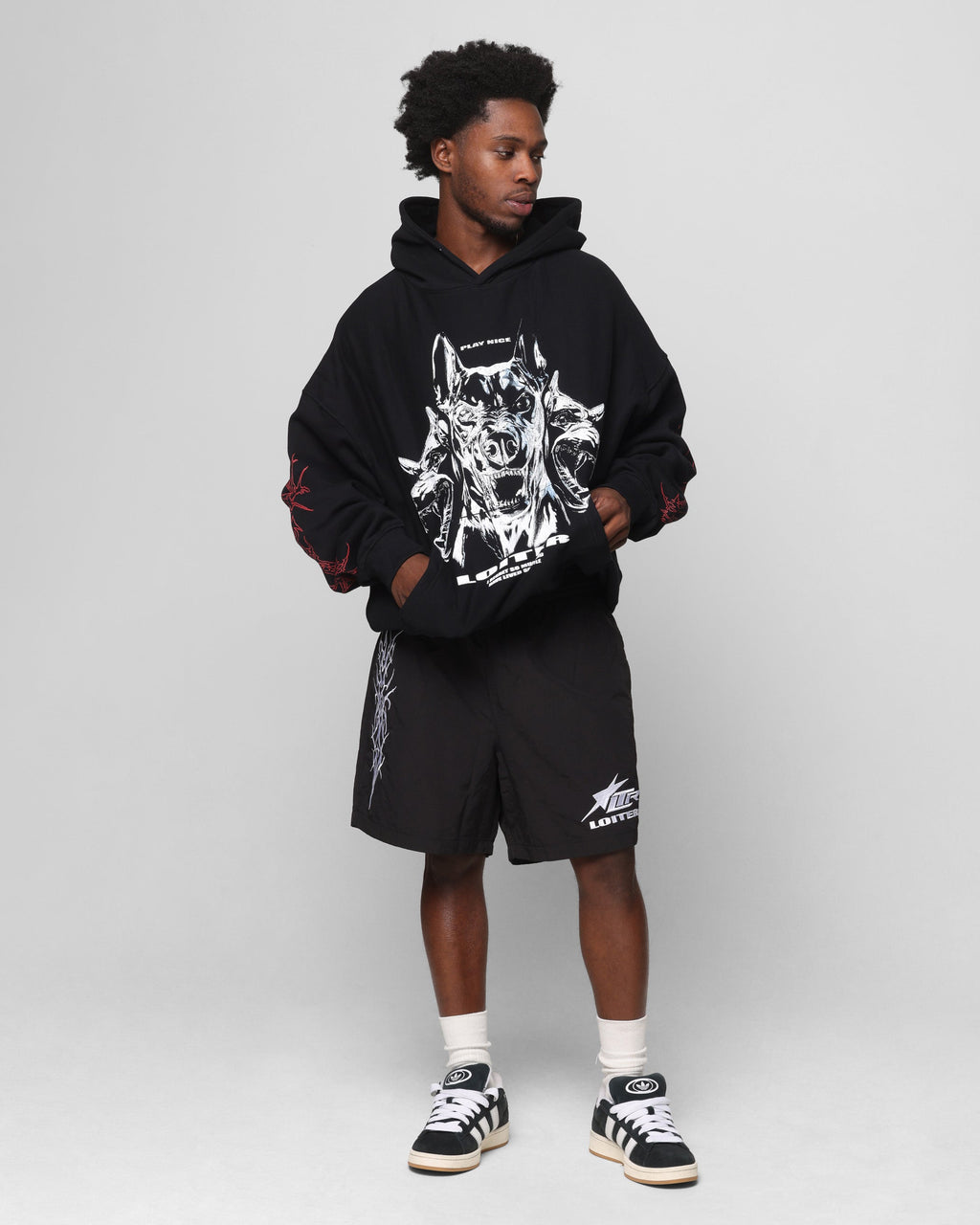 Loiter Chrome Dogs Vintage Hoodie Black