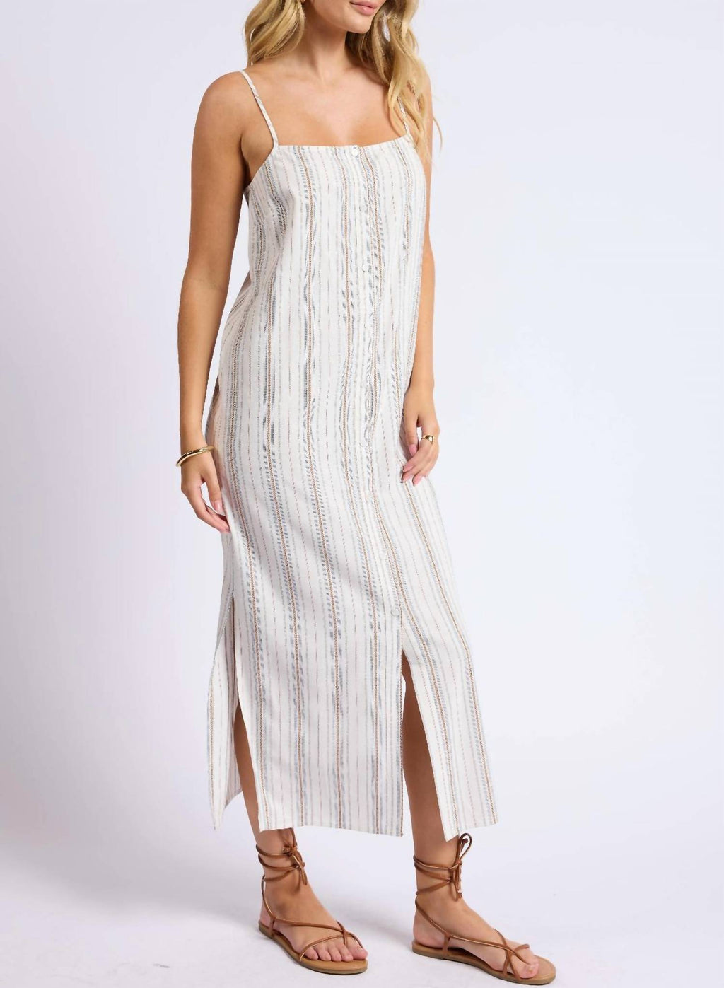 Sadie & Sage - Nopales Striped Button Front Maxi Dress