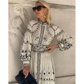 Puff sleeve Lace up Printed Dress
