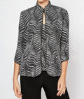 Alex Evenings - Waves Glitter Printed Twinset With Mandarin Neck Jacket And Scoop Neck Tank