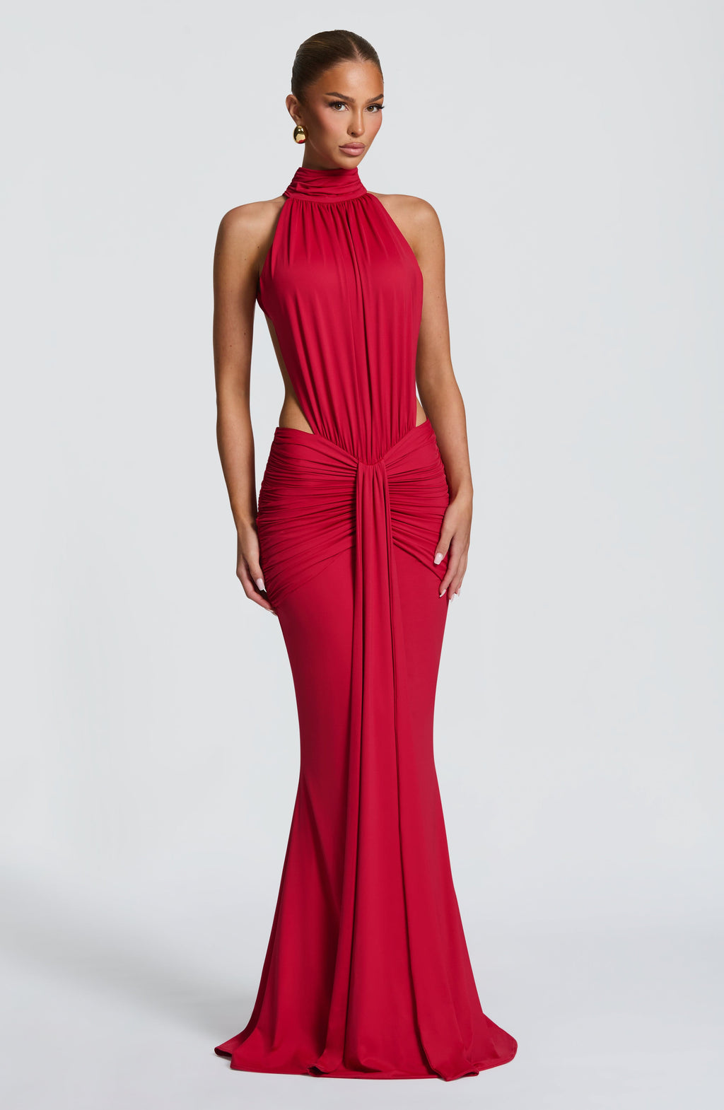 Sexy Halter Backless Pleated Dress