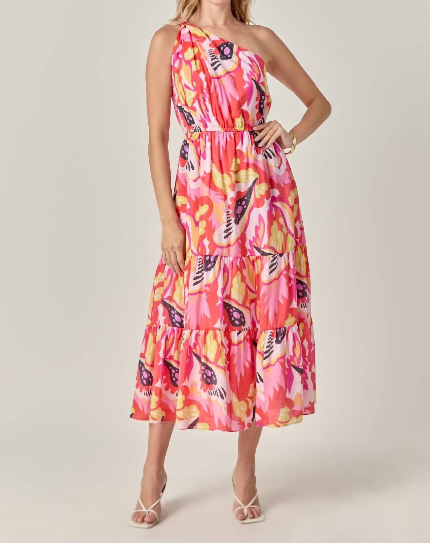 English Factory - Tropic Twist One-Shoulder Maxi Dress