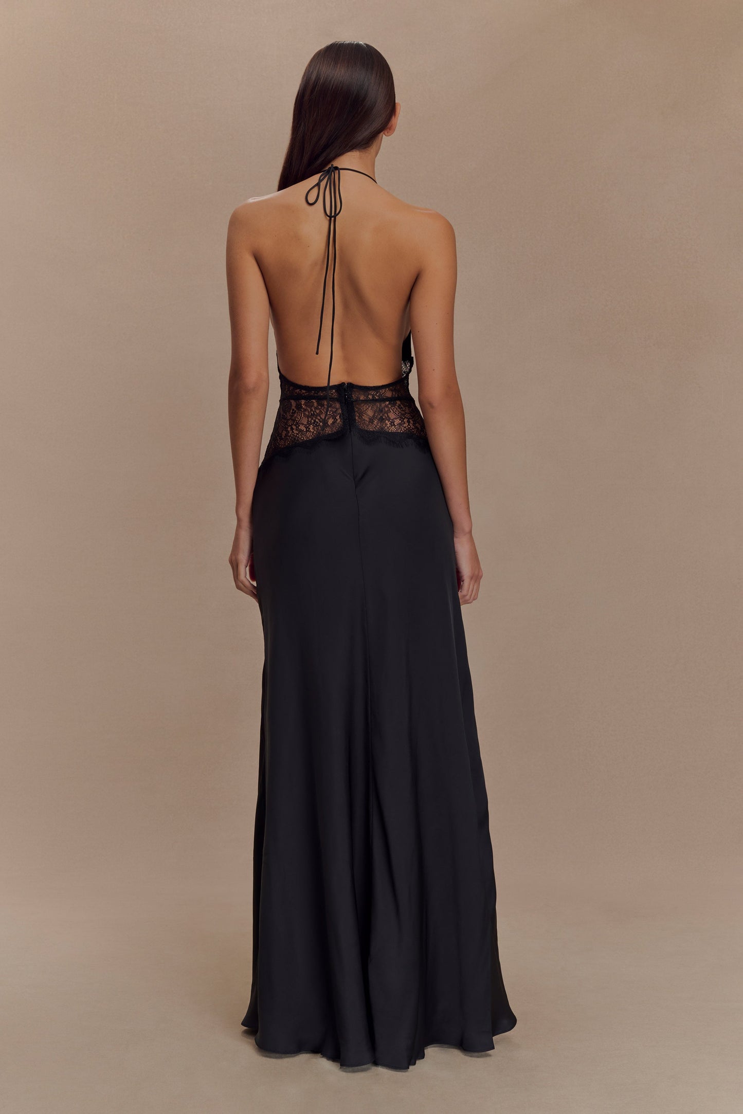 Sexy Halter Slim Deep V Lace Hollow Dress