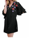 Umgee - Floral Embroidered & Layered Sleeve Dress
