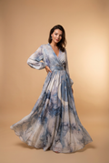 Quiet Night Sky V-neck Elegant Dress