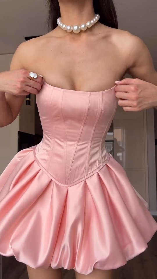 Sexy Sleeveless Cold-Shoulder Tube Top Solid Color Mini Hot Girl Dress