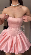 Sexy Sleeveless Cold-Shoulder Tube Top Solid Color Mini Hot Girl Dress