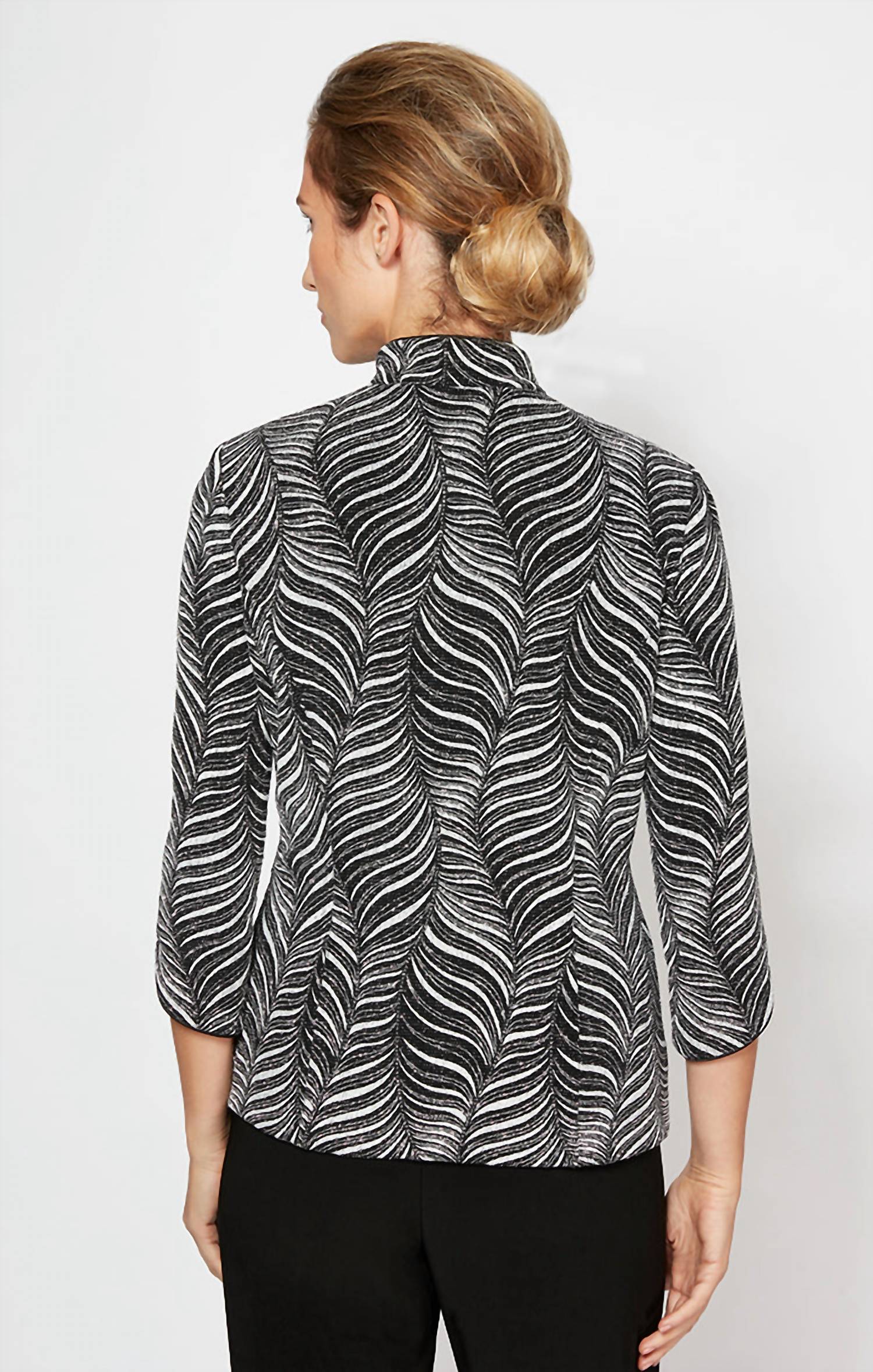 Alex Evenings - Waves Glitter Printed Twinset With Mandarin Neck Jacket And Scoop Neck Tank