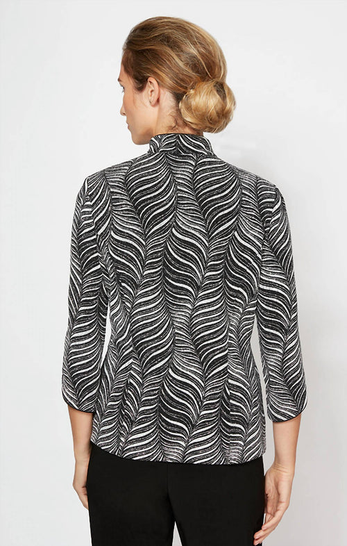 Alex Evenings - Waves Glitter Printed Twinset With Mandarin Neck Jacket And Scoop Neck Tank