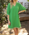 Voy - Scallop And Stripe Band Detailed Shift Dress