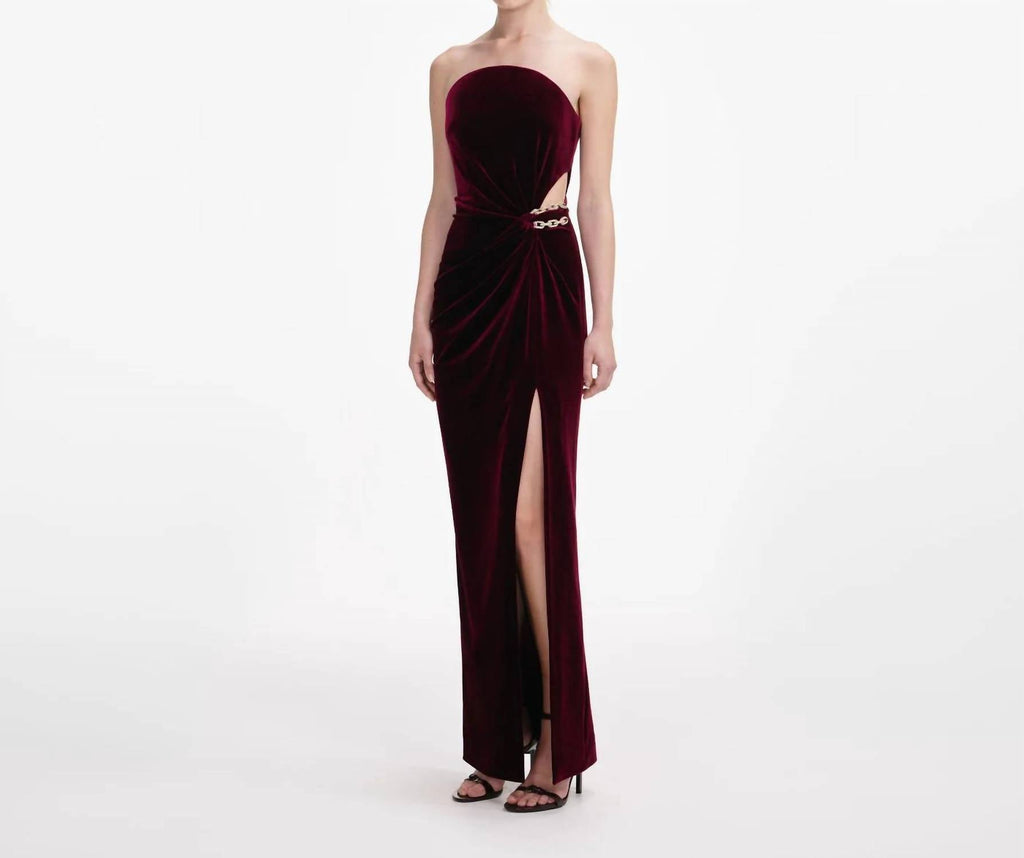 Self-Portrait - Velvet Bandeau Maxi Dress
