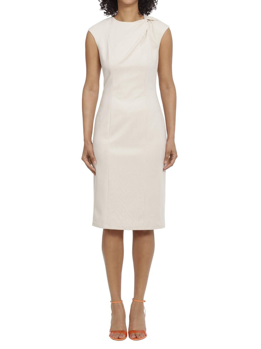 Maggy London - Straight Twist Neck Midi Sheath Dress