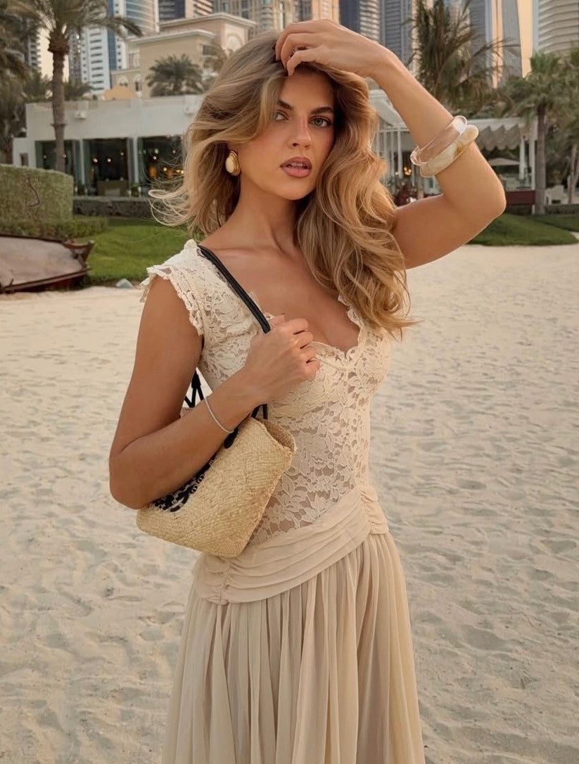 Sexy Deep V Lace See-through Dress