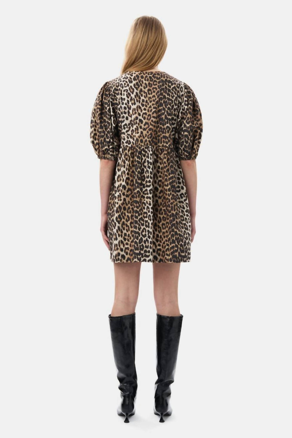 Ganni - Printed Cotton Tie String Mini Dress