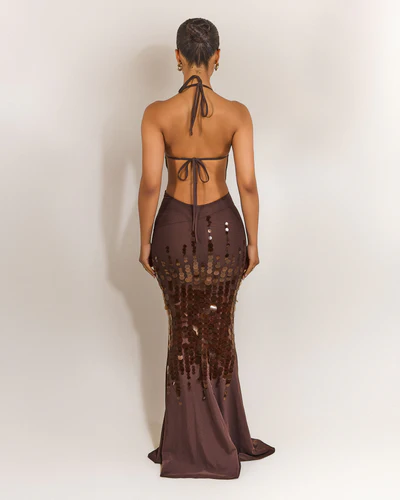 Sexy Sleeveless Halter Slim-Fit Sheath Sequin Dress