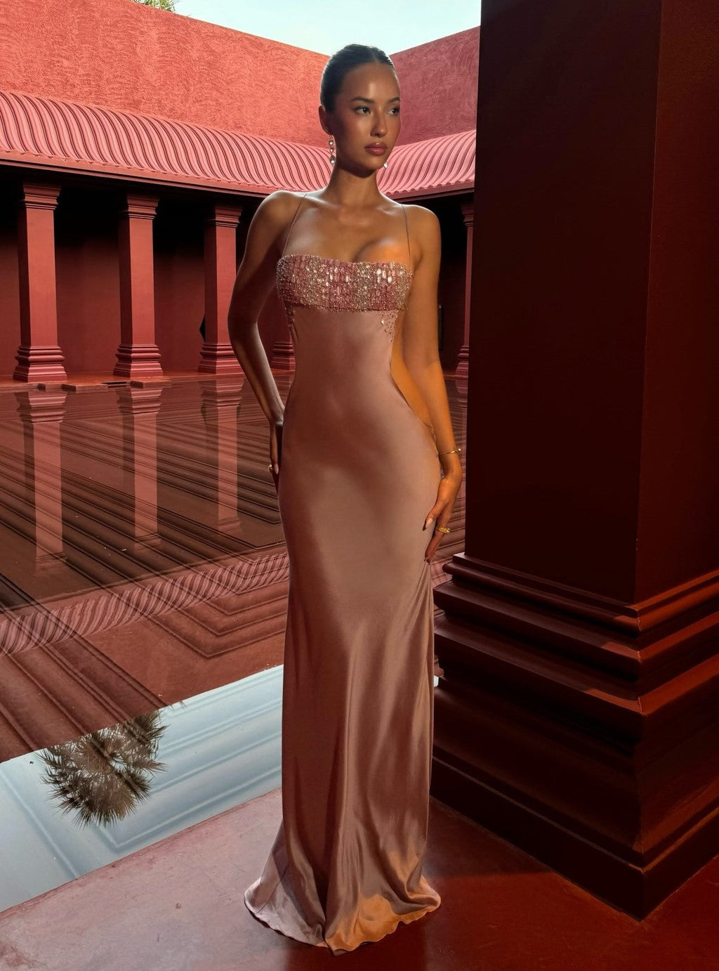 Sexy Sling Rhinestone Bandeau Slim-Fit Dress