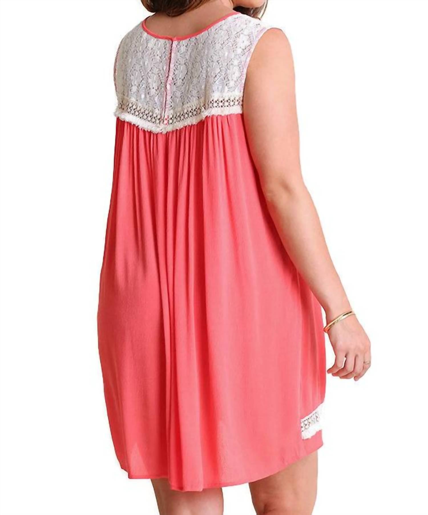 Umgee - Lace & Fringe Sleeveless Dress