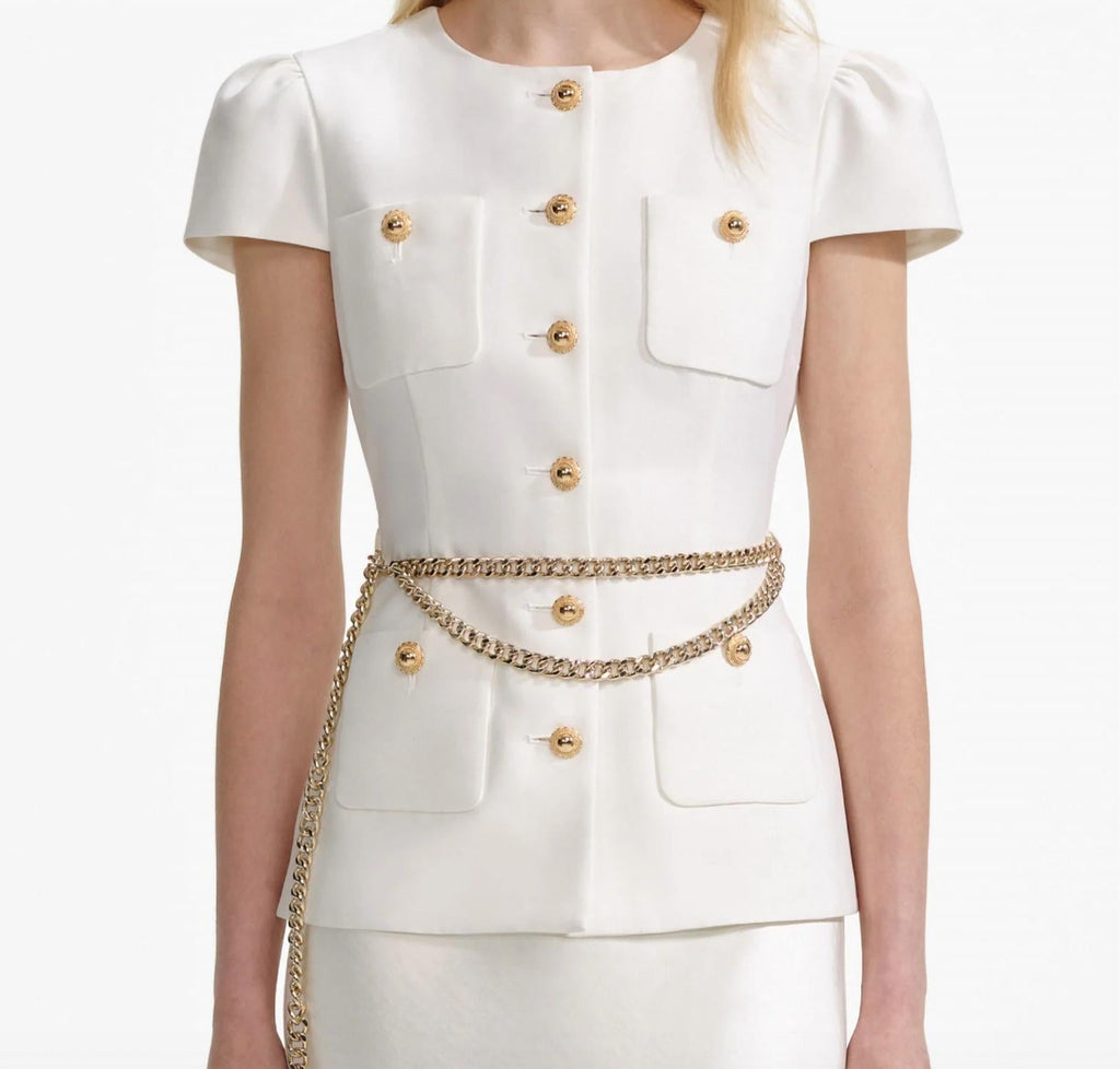 Self-Portrait - Taffeta Chain Belt Maxi Dress