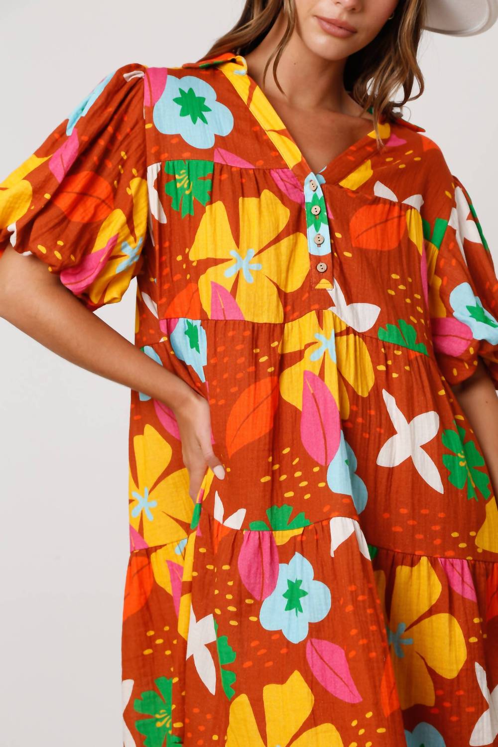 Peach Love - Jasmine Floral Print Gauze Dress