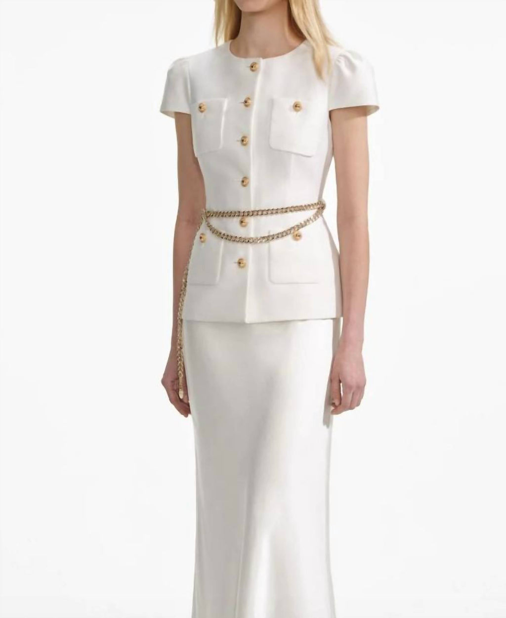 Self-Portrait - Taffeta Chain Belt Maxi Dress