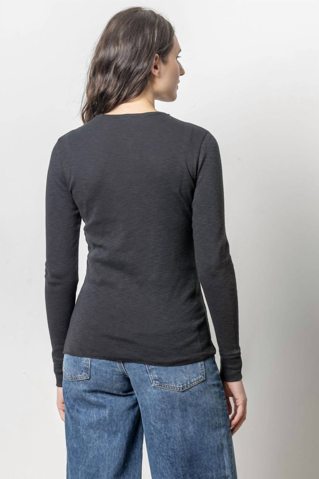 Lilla P - Long Sleeve Raw Edge Crewneck Top