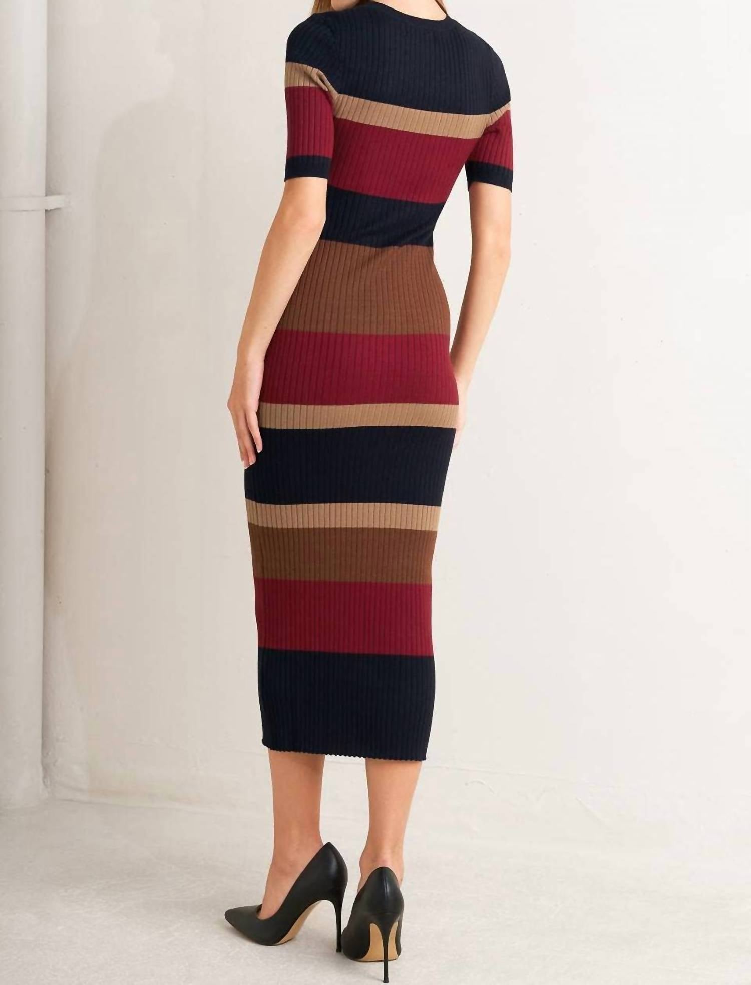 Flying Tomato - Color Block Midi Sweater Dress