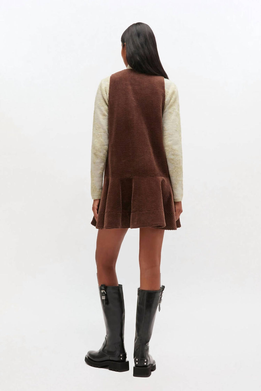 Ganni - Seersucker Corduroy V-neck Mini Dress