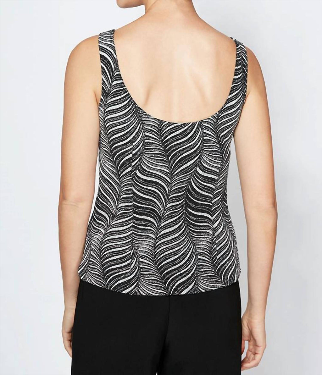Alex Evenings - Waves Glitter Printed Twinset With Mandarin Neck Jacket And Scoop Neck Tank