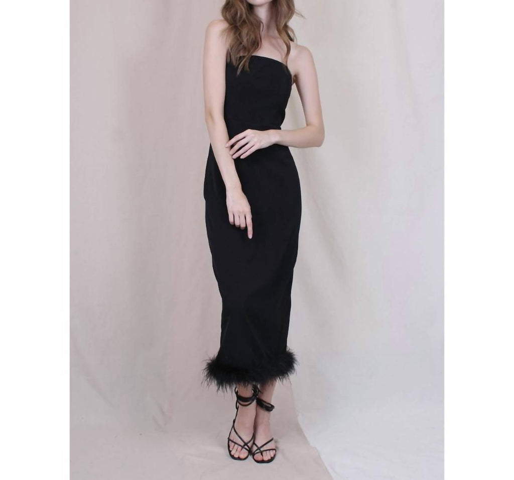 Fore - Feather Trim Strapless Dress