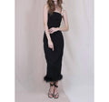 Fore - Feather Trim Strapless Dress
