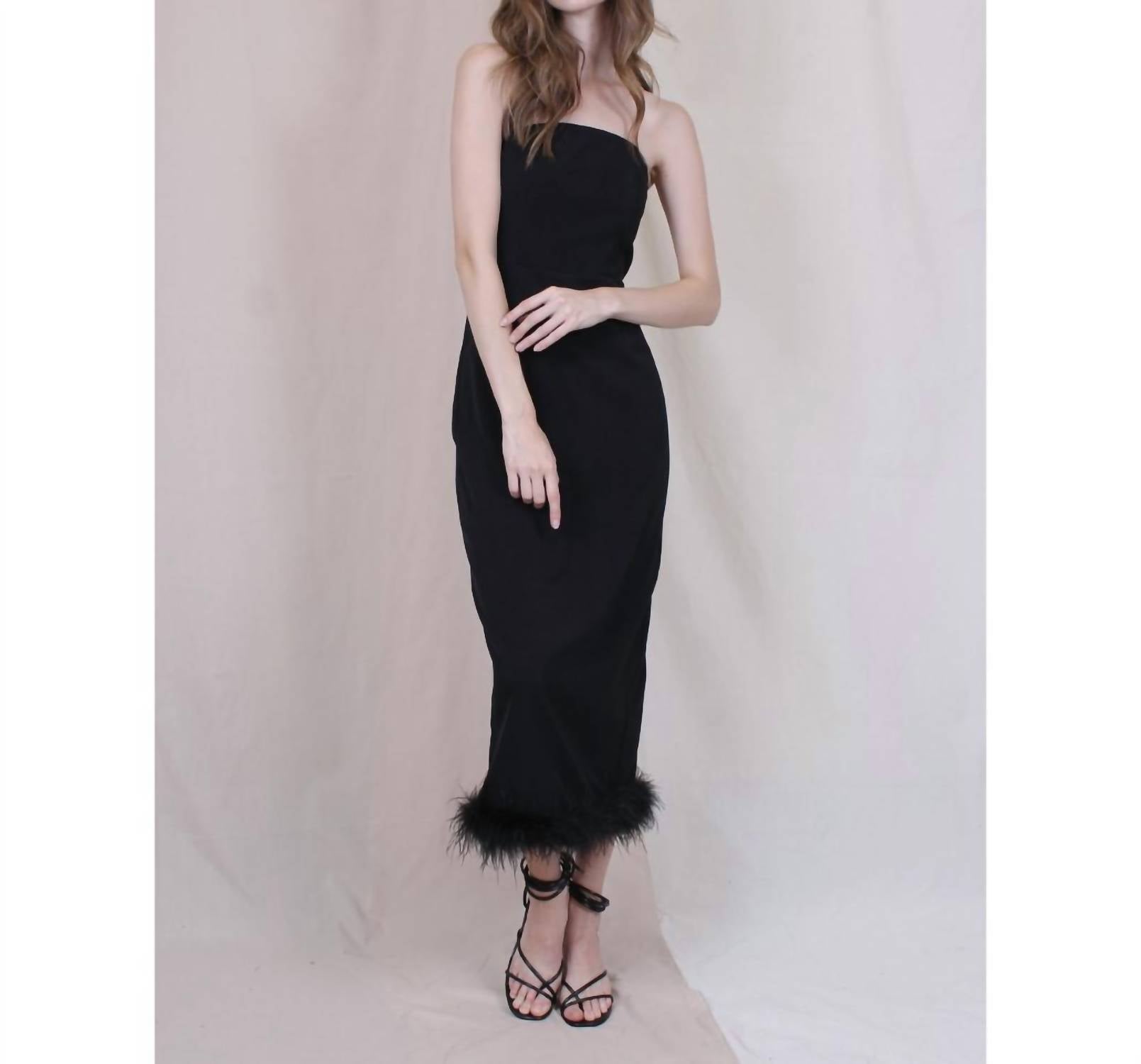 Fore - Feather Trim Strapless Dress