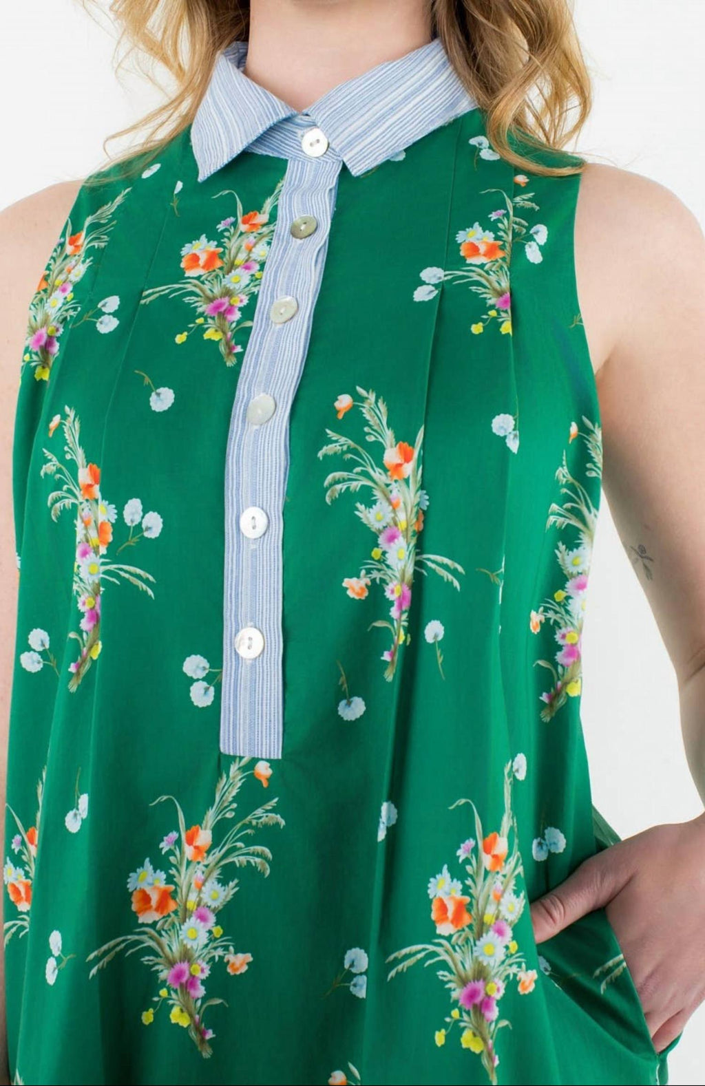 Thml - Sweet Breeze Sleeveless Contrast Collar Dress