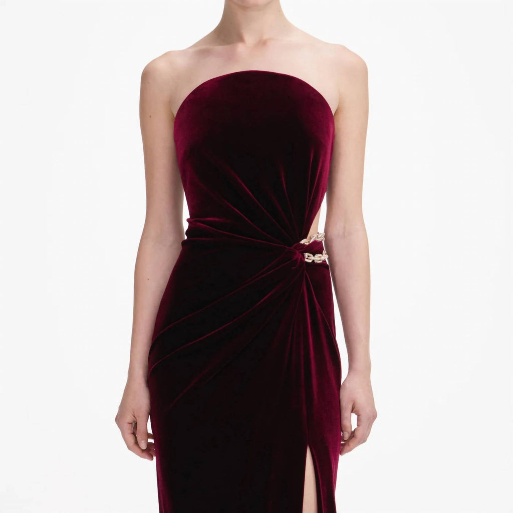 Self-Portrait - Velvet Bandeau Maxi Dress