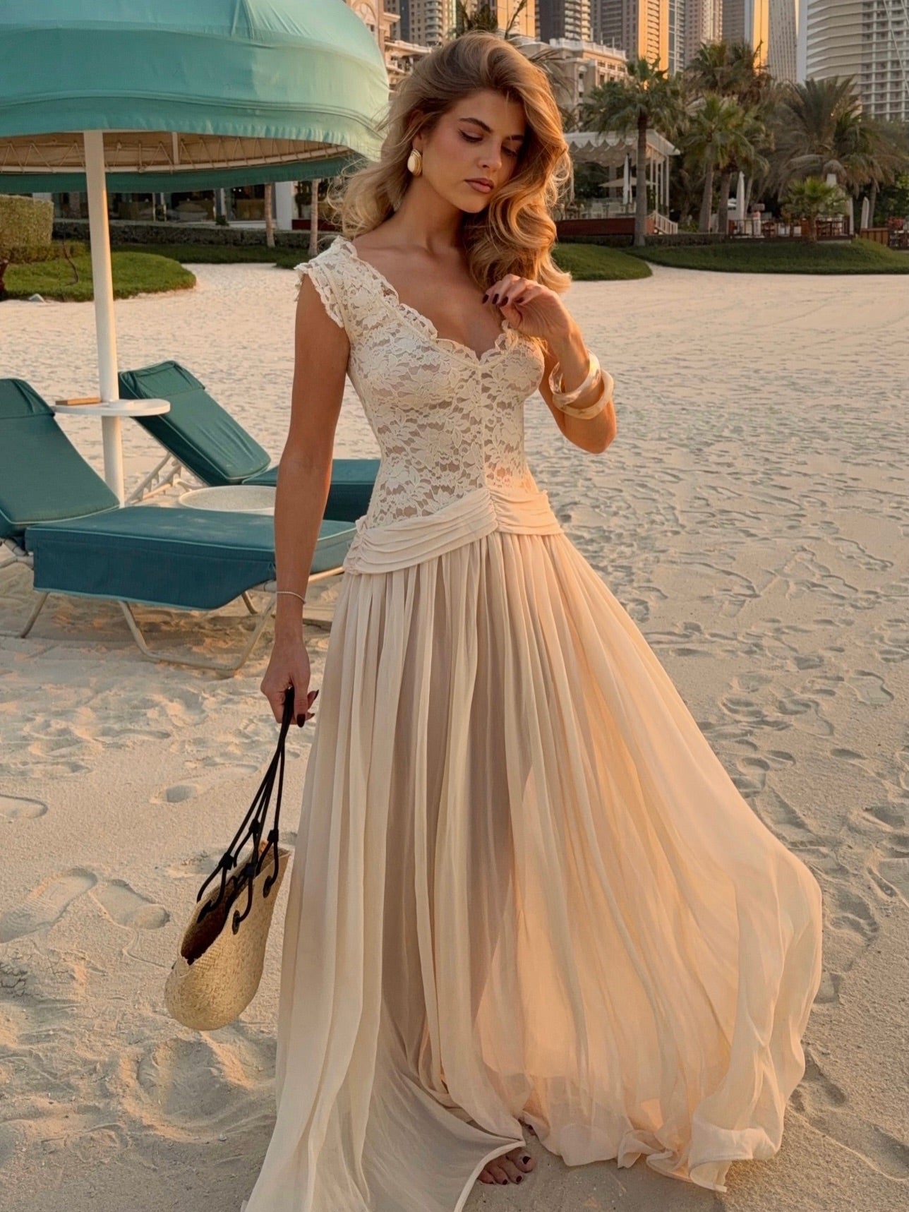 Sexy Deep V Lace See-through Dress